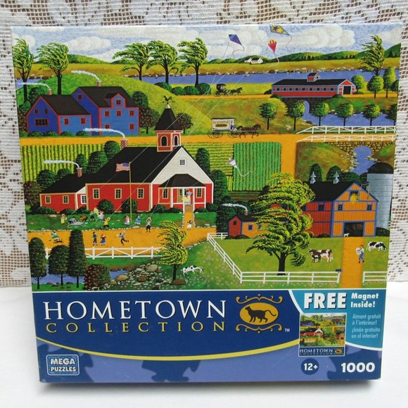 HERONIM Kite Flying at Recess JIGSAW PUZZLE 1000 Pieces School Farm Children - Picture 1 of 4